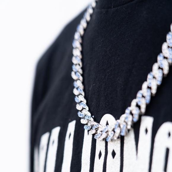 ❄️ ICY Ocean Blue Platinum Cuban Link 🌊 - Picture 1 of 3